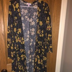 Lularoe Sarah duster cardigan size M yellow floral